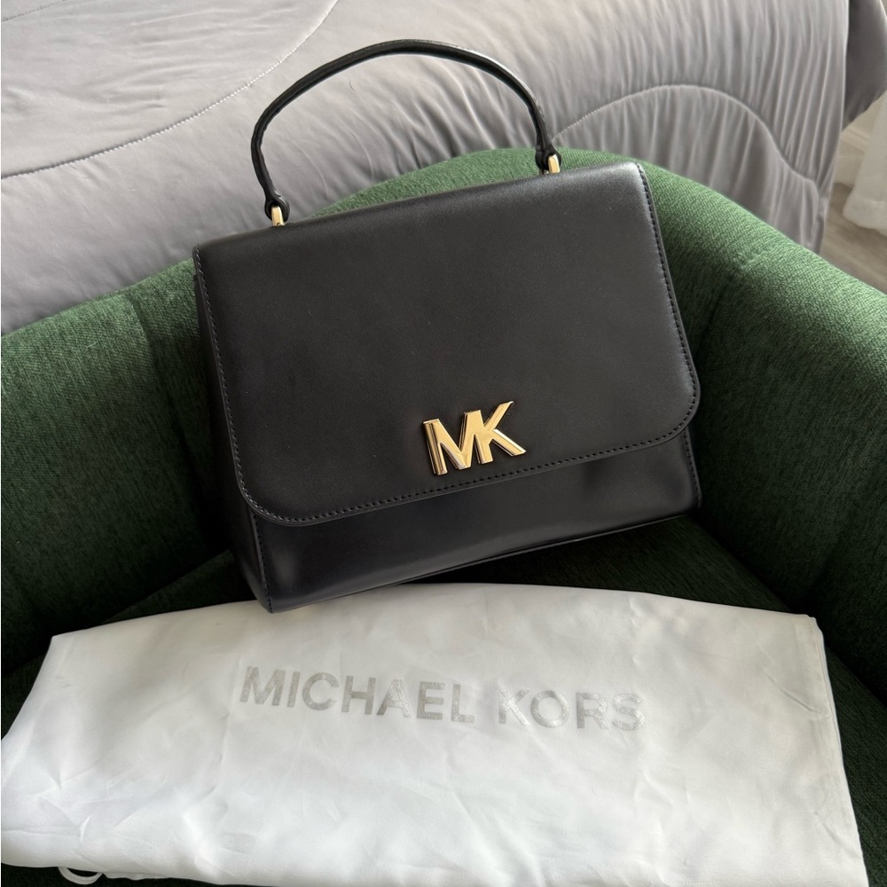 Michael Kors Black Satchel with Gold Accents
